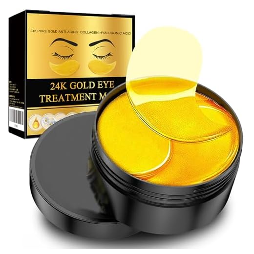 60 Parches Ojos 24K Oro con Colágeno,Reduce Bolsas y Ojeras Oscuras,Minimiza Arrugas y Líneas Finas,Máscara Contorno de Ojos para Mujer y Hombre,Efecto Lifting