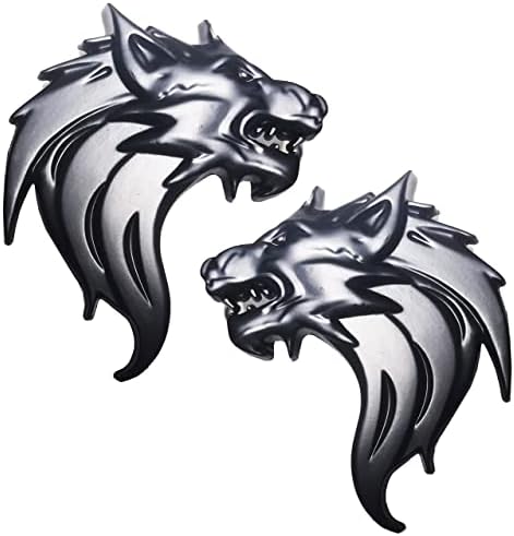OnlyYou.X Black Wolf Head Emblem Wolf Head Badge Wolf Decal Sticker Compatiable with Cars and Motorcycles 2 Pieces Left and Right Metal