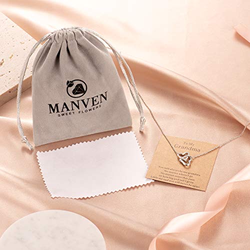 Manven Mothers Day Gifts For Grandma Gifts For Grandma Birthday Gifts Grandma Necklace Nana Gigi Grandmother From Granddaughter Interlocking Heart Necklace #TOP5