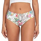 Beautiful Horse and Flower Womens Underwear,High Leg Brief Underwear,Bamboo Fiber Breathable Stretch