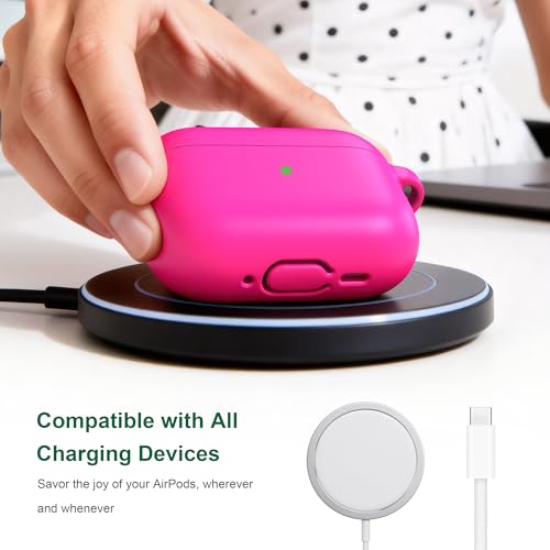 Image of R-fun for AirPods Pro 3rd Generation Case with Cleaner Kit, Soft Silicone Protective Case Cover for Apple AirPod Pro 3 for Women Men, AirPods Pro Case Accessories with Keychain, Rose Pink