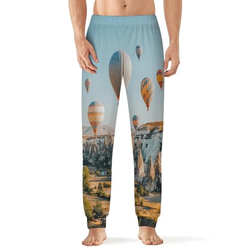 Hot Air Balloon in The Sky Men's Pajamas Pants Lightweight Sleep Lounge Pant Pjs Bottoms Casual Sleepwear