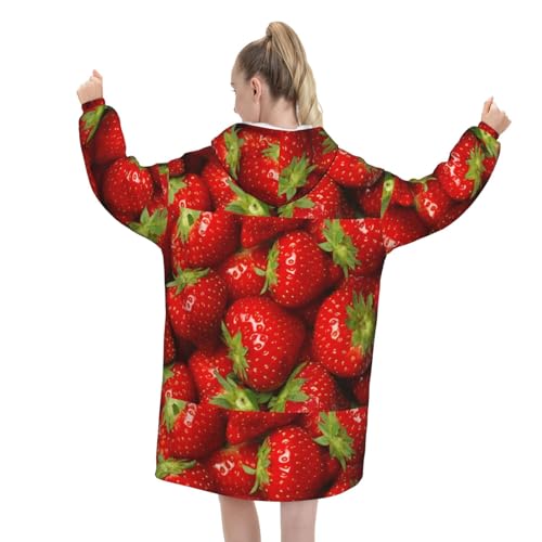 Sweat à capuche couverture flanelle fraise, le cadeau confort idéal