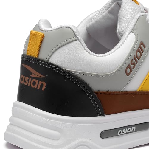 Image of ASIAN Men's BOSTON-02 White Casual Sneaker Shoes with Synthetic Upper Lightweight Comfortable Mid Top Sneaker Shoes for Men's & Boy's
