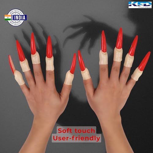 Image of Kaku Fancy Dresses Fake Long Witch Nails for Kids Halloween Party Favours (10pcs) | Fancy Dress Party Prop for Roleplay, Cosplay | Halloween Party Decoration