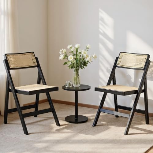 chairus 2er Set Esszimmerstühle für Küche Klappstühle aus Rattan...