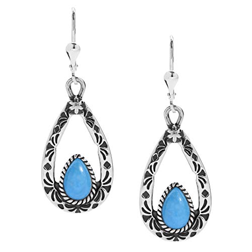 American West Sterling Silver Women s Drop & Dangle Earrings Blue Turquoise Gemstone