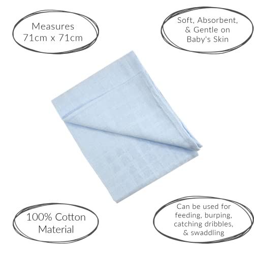Baby Togs Muslin Cloths for Baby Baby Muslin Squares, Burp Cloths for Boys and Girls Blue 3 Pack - Image 3