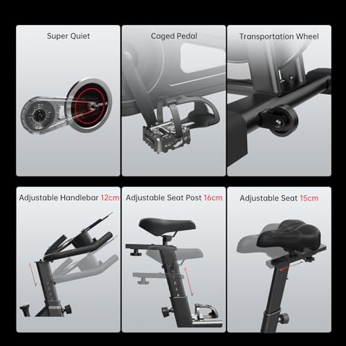 CURSOR FITNESS Exercise Bike, Spin Bike Exercise Equipment for Home Use with Stepless Adjustment, Stationary Bike with Larger Tablet Holder - Image 5