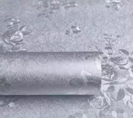 Image of SIA VENDORS Kitchen Waterproof Oil Proof Aluminum Foil Sticker, Silver Chequer Peel and Stick Wallpaper Removable and Self Adhesive Paper for Kitchen Countertops Cabinet (Rose, 24 x 100 Inch)