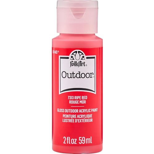 FolkArt Outdoor Acrylic Craft Paint, Gloss Finish, Ripe Red, 2 fl oz