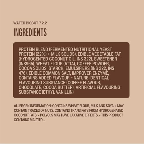 SuperYou Coffee Protein Wafer Bars (Pack of 10)|10g Protein, 3g Fiber, No Added Sugar|Yeast Fermented Protein|Energy Bars|Crunchy Wafer Bar|100% Vegetarian|No Palm Oil|400g