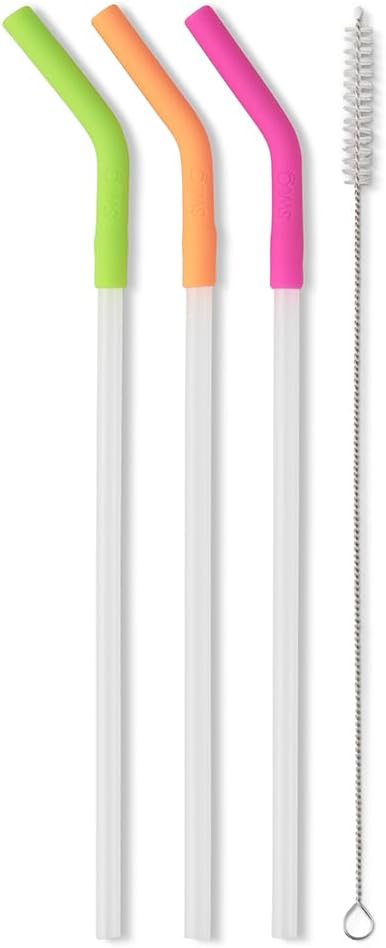 Swig Life Reusable Straws Neon Lime + Orange + Berry Tall Straw Set & Cleaning Brush, Each Straw is 14 inches Long (Fits Swig Life 40oz Mega Mug Tumblers) - Image 3