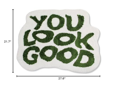 You Look Good Bath Mat Pink Cute Bathroom Rugs for Girls Microfiber Funny Shower Preppy Bathroom Decor Non-Slip Washable Mat (Green)