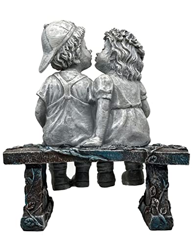 Garden Statue Boy & Girl Kissing, First Kiss Puppy Couple Love Outdoor Figurine For Patio Lawn Yard Decor, Fairy Flower Bed Decor Art Sculpture #TOP6
