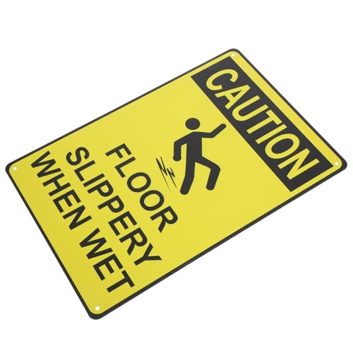 PACKOVE Road Caution Sign Metal Wall Decor Floor Slippery Warning Sign for Business and Street Safety for Wet Floor and Traffic Alert