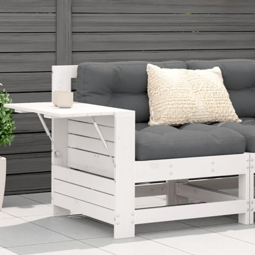 ZEYUAN Sofá de jardín con reposabrazo Mesa Auxiliar Madera Pino Blanco, Sofás para Patio, Sofa Exterior Jardin, Sofa Terraza, Muebles De Jardin Exterior - 844879