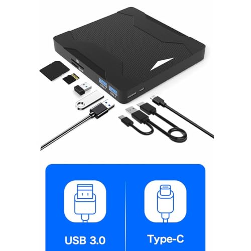 Lecteur de DVD externe USB C graveur CD-RW et lecteur de carte SD TF - 2