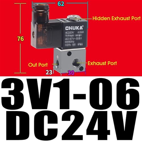 Válvula solenoide neumática de aluminio 3V1-06 DC24V normalmente cerrada para aire 3