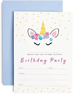 Huxters Unicorn Party Invitations  10-Pack Party Invitations with Envelopes  Cute Magical Unicorn Party Invites for Kids  Premium 350gsm Paper and Pastel Colour Unicorn Birthday Card Invite