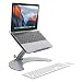 SLYPNOS Height-and-Angle Adjustable Aluminum Laptop Stand, Cooling Ventilated Laptop Platform Riser Holder with Non-Slip Pads, Front Lip for 13-17 Inches Laptop Tablet Notebook Smartphone, Silver