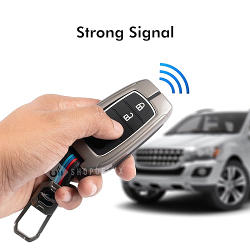 SHOPOFLUX Metal Key Cover Compatible with Toyota Fortuner | Fortuner Legender | Innova Hycross | Invicto 3 Button Smart Key (Metal Black Silicone)