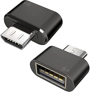 5Plus Micro USB OTG to USB Adapter Micro USB Male OTG to USB Female B Adapter USB On The Go Adapter (Black x 2)
