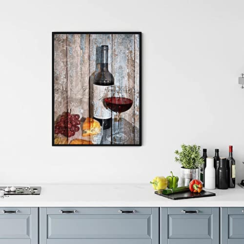 Milili Rustic Kitchen Wall Art Wine Decor Wood Board Background Contemporary Dinning Room Picture Vintage Pictures Paintings On Canvas 16X24Inch No Frame (F-4) #TOP3