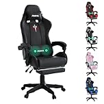 PORIYA Gaming Chair with Adjustable Backrest, Ergonomic Executive Office Chair, Height Adjustable Racing Chair Maximum Gaming Experience (Black with Massage)