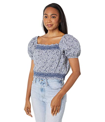 Madewell Jeanette Top in Florentine Floral Glassware Blue XS
