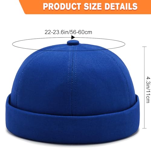 Image of 2 Pcs Mens Brimless Docker Cap Set - Retro Worker Sailor Skull Cap Beanie with Rolled Cuff
