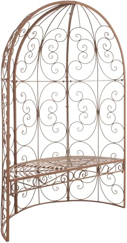 CLP Banc De Jardin Rosie Demi-Cercle I Banquette 2 Places avec Arche A Rosiers en Métal Stable I Demi-Gloriette pour Plantes Grimpantes, Couleur:Marron Antique