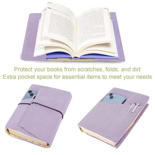 Couverture de livre de poche violette réutilisable 21,6 x 5,1 cm