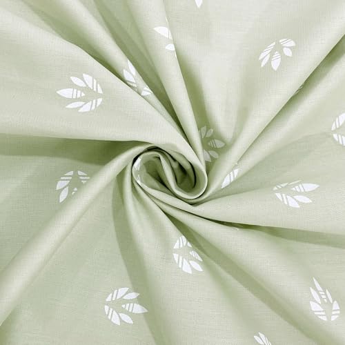 Image of Swayam Zinnia Collection Premium Mercerized Pure Cotton 250TC Geometric Print Double Bedsheet with 2 Pillow Covers - Green