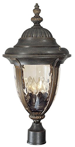 John Timberland Bellagio Rustic Farmhouse Outdoor Post Light Fixture Veranda Bronze 24 1/2" Champagne Hammered Glass For Exterior Barn Deck House Porch Yard Patio Outside Garage Front Door #TOP6