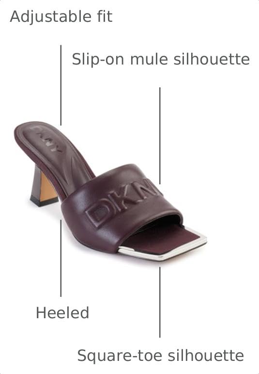 Image of DKNY Women's Keke Square Toe Heeeld Sandal Mule With Logo | Party Sandals