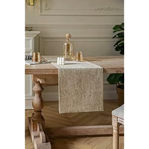Zeemart burlap style farmhouse table runners 108 inches long beige rustic woven dining table runner for everyday use 14×108 inches oatmeal beige  urban country home decor