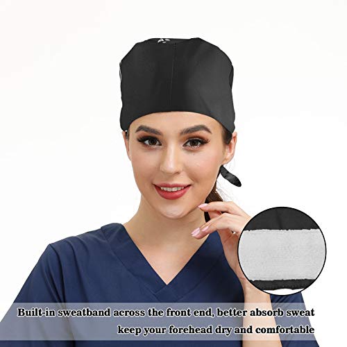 Working Cap with Sweatband Adjustable Tie Back Hats for Women Men,Unisex Hair Cover Hiking Camping Hat Gift One Size Vintage Skull - Image 6