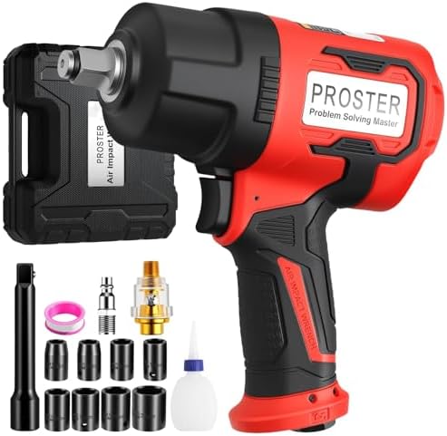 Proster Pneumatic Impact Wrench Impact Gun 1/2" Pneumatic Impact Driver 1600ft-lb/2170N.m with 8 Socket Keys 13-24 mm for Use in Automotive, Workshops and Garages