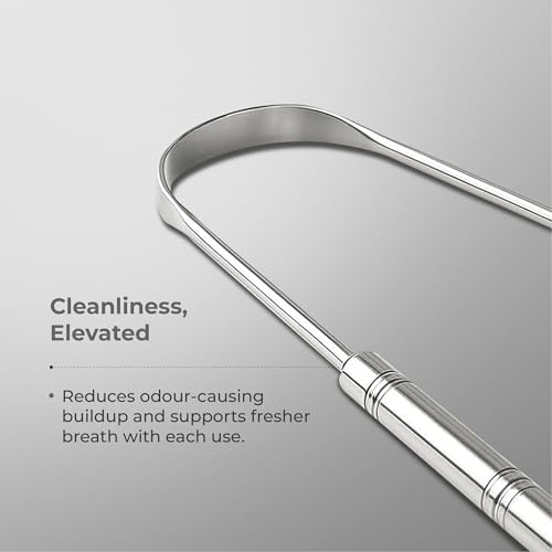 Image of IMECO Stainless Steel Tongue Cleaner for Adults (2 Pack) | Unisex | U-Shaped Tongue Scraper with Travel Pouch | Antimicrobial Properties | Comfortable Handle | Reduces Bacteria & Bad Breath | Easy & Safe to Use