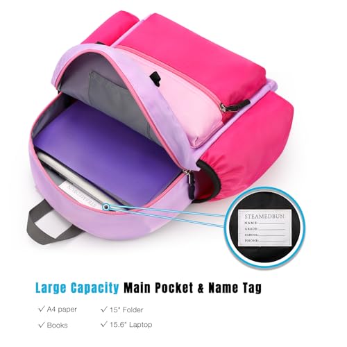 Image of STEAMEDBUN Kids Backpack for Girls 6-8: Toddler Backpack for Preschool Kindergarten - Girls Backpacks for Elementary 4-6