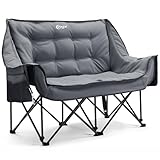 Portal Campingstuhl faltbar Campingsofa für 2 Personen 272kg belastbar Super Weich mit Lagerungstasche Doppel Klappstuhl Faltsofa Dick Gepolstert Hohe Rückenlehne für Outdoor Garten Balkon