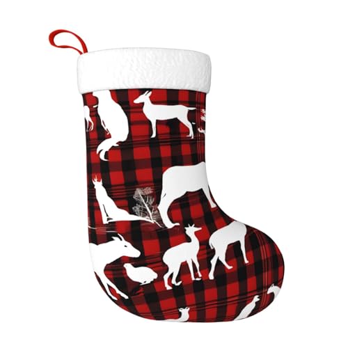 JIAGLINDE Cow Deer Tree Christmas Print Christmas Decorative Stockings Fireplace Christmas Tree Gift Bag BedHead Hanging Decorative Plush Christmas Socks, 17.7 in
