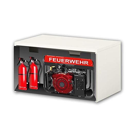 Cuerpo de bomberos pegatinas | pegatinas para muebles | BT33 | adecuado para el arcón de banco STUVA de IKEA para niños (90 x 50 cm) | Perfecto como arcón de juguetes y banco | (mueble no incluido) STIKKIPIX
