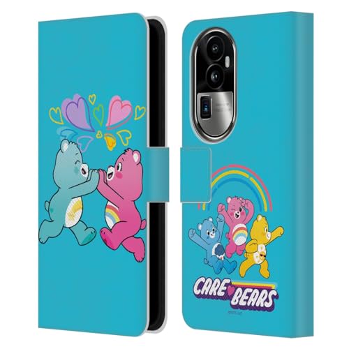 Head Case Designs Licenciado Oficialmente Care Bears Funshine, Cheer y Grumpy Group 2 Personajes Carcasa de Cuero Tipo Libro Compatible con OPPO Reno10 Pro+