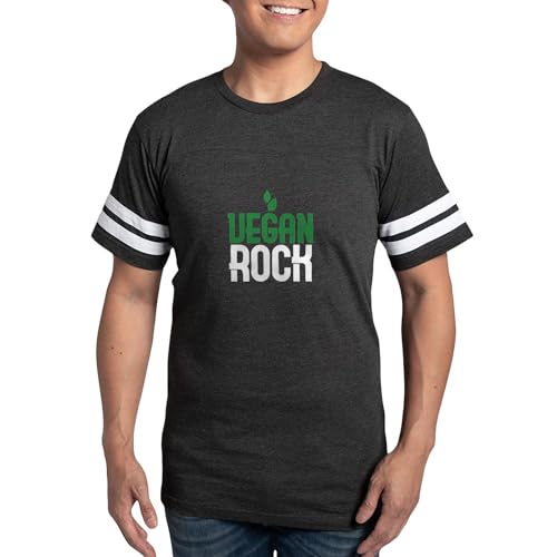 CafePress Vegan Rock Vegetarian Veganism Wellness He T Shirt Men's Football T-Shirt Smoke Gray
