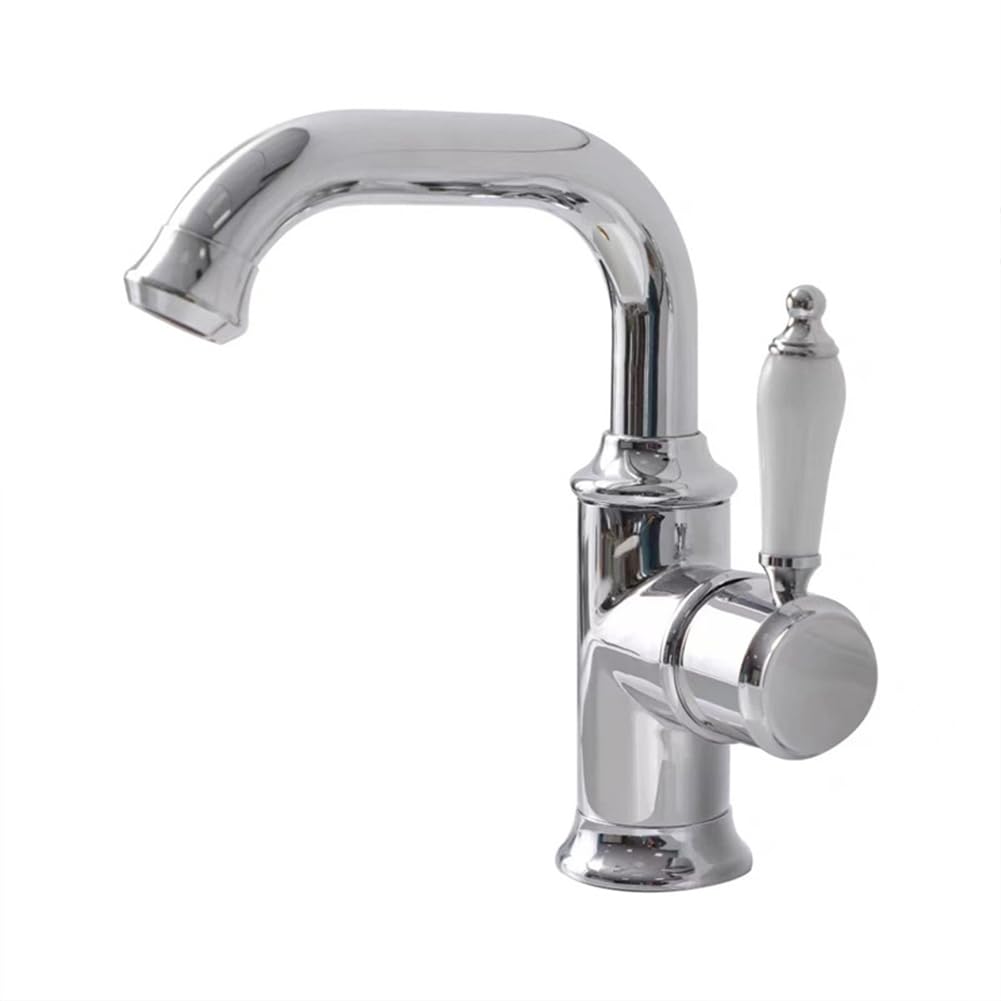 Robinet de lavabo pivotant en laiton antique contre les éclaboussures