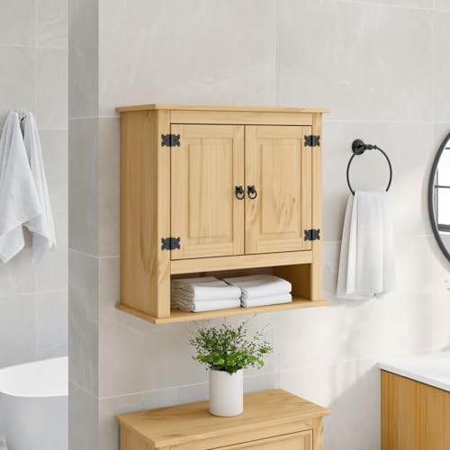 Juroupi Armario de baño Corona Madera Muebles auxiliares de baño Bathroom Cabinet Mueble de baño Maciza de Pino 70x33x71,5 cm