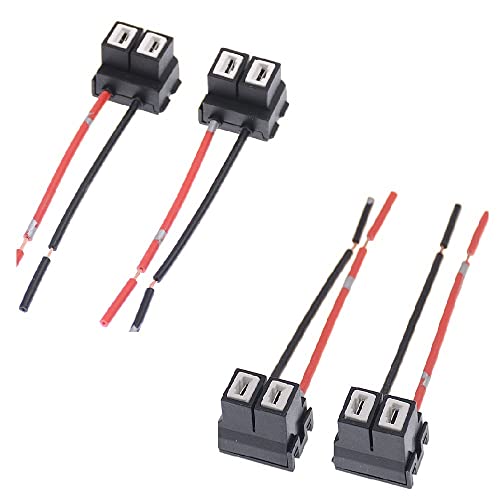 Szaerfa 4 UNIDS H7 Conector Hembra Enchufes de Cerámica Auto Car Faro Bombilla Enchufes Conectores Lámpara Alambre de Cobre Doble Orificio Pplug Adaptador con Cable 10 cm (Negro)