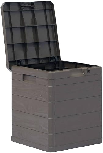 Cofre de almacenamiento de PP marrón de 25 galones, caja de almacenamiento para exteriores, impermeable, contenedor de almacenamiento al aire libre,
